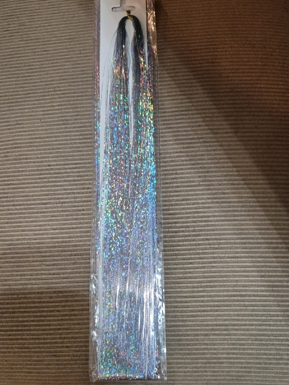Holographic Tinsel Hair Extension - Silver Sparkle
